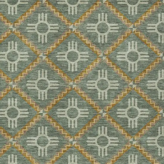 Green And Red Geometric Washable Indoor Outdoor Area Rug Photo 4