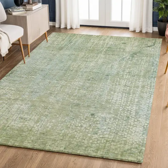 Green And Sage Abstract Washable Area Rug With UV Protection Photo 5