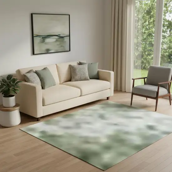 Green And Sage Abstract Washable Area Rug With UV Protection Photo 2