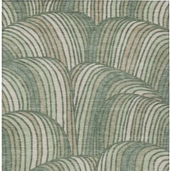 Green And Sage Abstract Washable Indoor Outdoor Area Rug Photo 3
