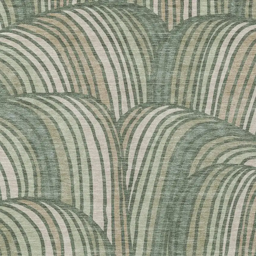 Green And Sage Abstract Washable Indoor Outdoor Area Rug Photo 2