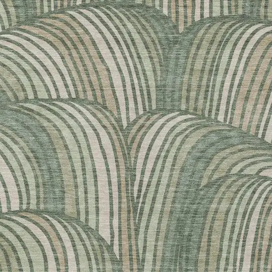 Green And Sage Abstract Washable Indoor Outdoor Area Rug Photo 2