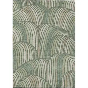 Photo of Green And Sage Abstract Washable Indoor Outdoor Area Rug