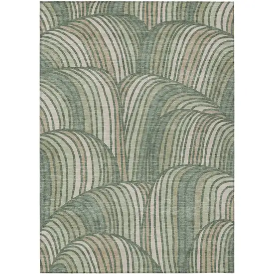 Green And Sage Abstract Washable Indoor Outdoor Area Rug Photo 1