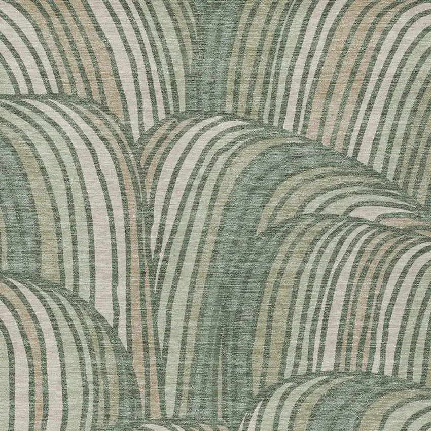 Green And Sage Abstract Washable Indoor Outdoor Area Rug Photo 2