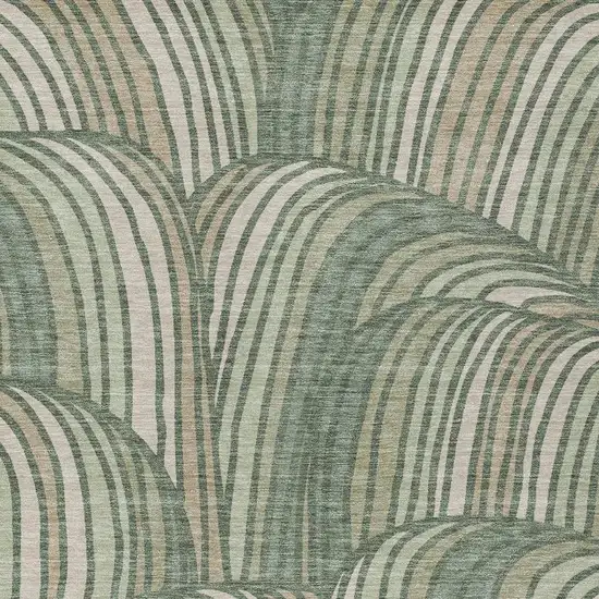 Green And Sage Abstract Washable Indoor Outdoor Area Rug Photo 2