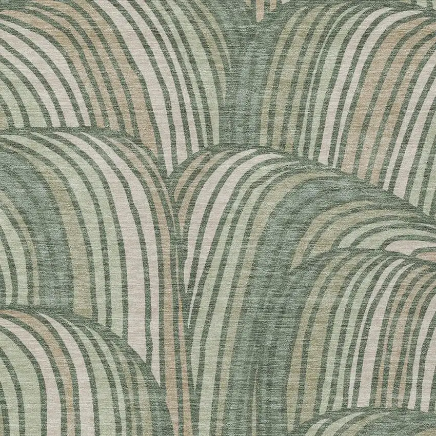Green And Sage Abstract Washable Indoor Outdoor Area Rug Photo 2