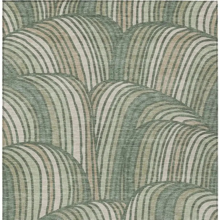 Green And Sage Abstract Washable Indoor Outdoor Area Rug Photo 3
