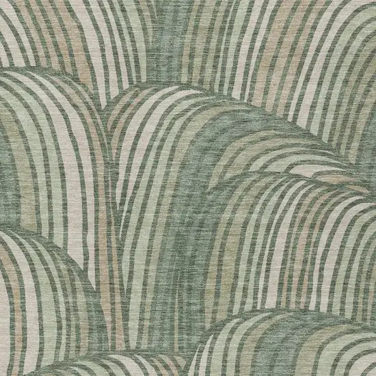 Green And Sage Abstract Washable Indoor Outdoor Area Rug Photo 2