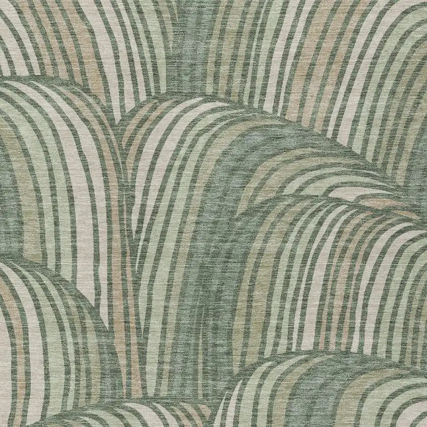 Green And Sage Abstract Washable Indoor Outdoor Area Rug Photo 2