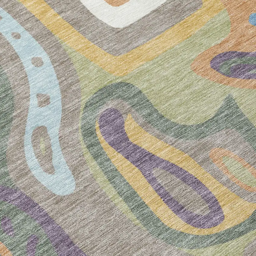 Green And Sage Abstract Washable Indoor Outdoor Area Rug Photo 6