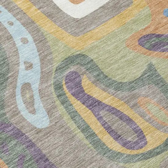 Green And Sage Abstract Washable Indoor Outdoor Area Rug Photo 6