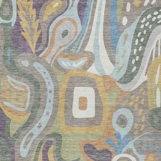 Green And Sage Abstract Washable Indoor Outdoor Area Rug Photo 3