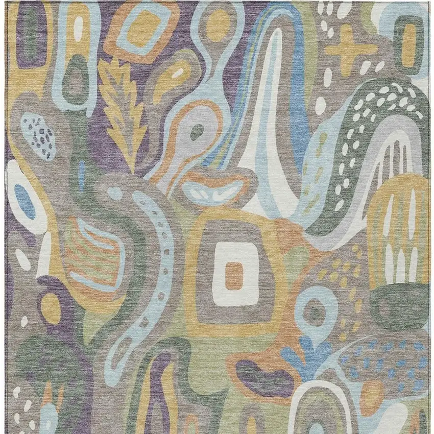 Green And Sage Abstract Washable Indoor Outdoor Area Rug Photo 4