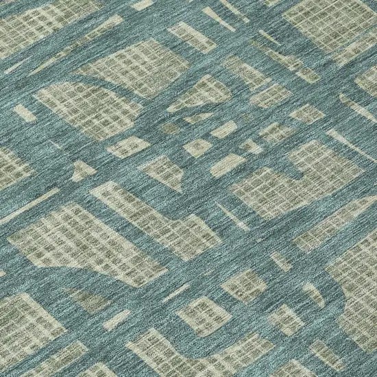 Green And Sage Abstract Washable Indoor Outdoor Area Rug Photo 6