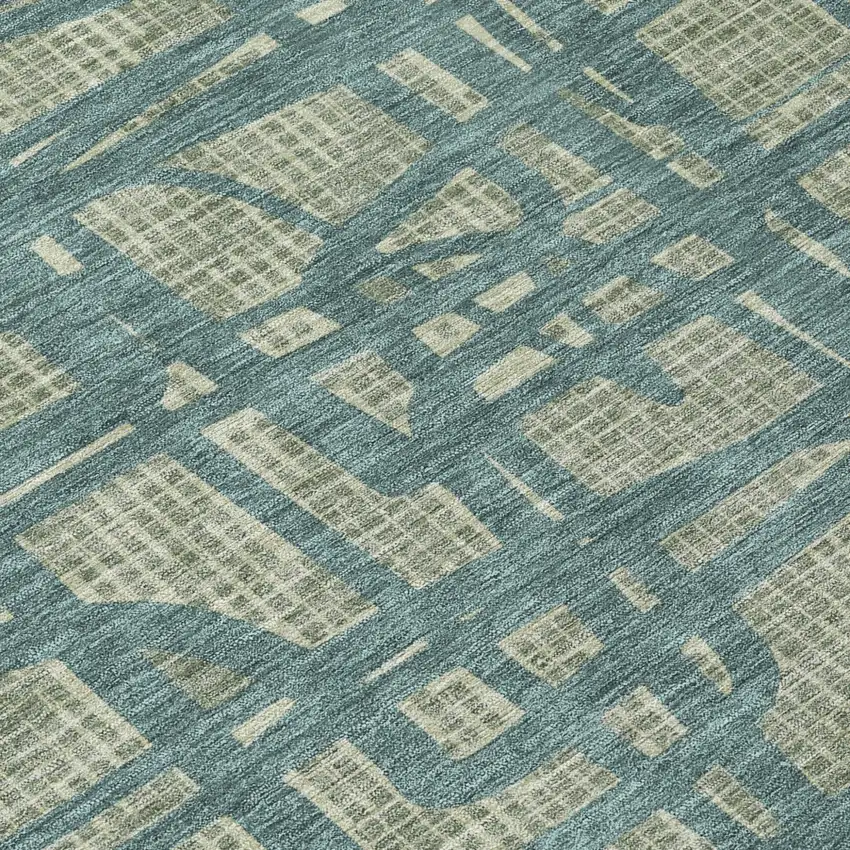 Green And Sage Abstract Washable Indoor Outdoor Area Rug Photo 6