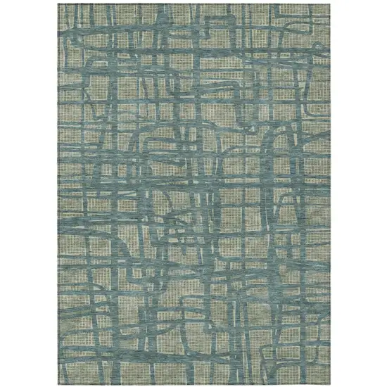 Green And Sage Abstract Washable Indoor Outdoor Area Rug Photo 2