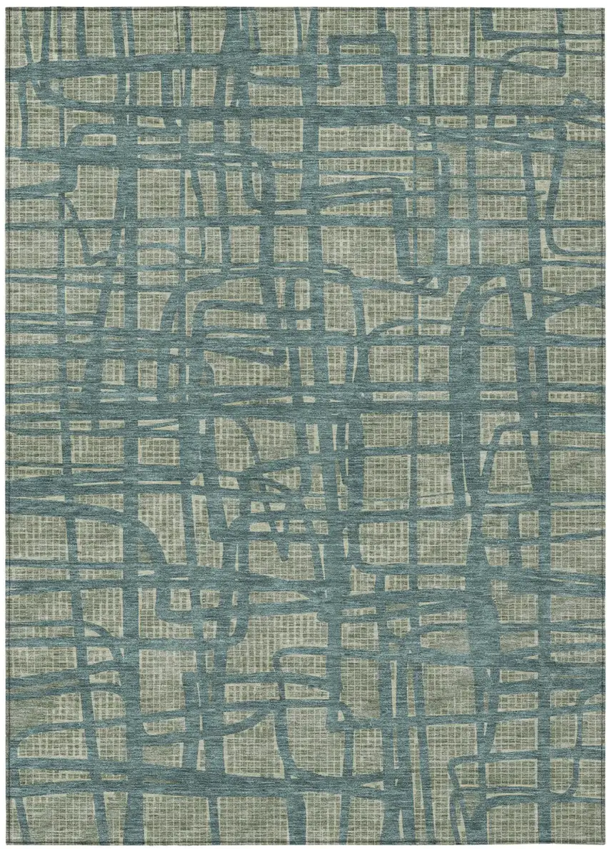 Green And Sage Abstract Washable Indoor Outdoor Area Rug Photo 2