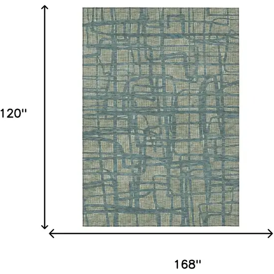 Green And Sage Abstract Washable Indoor Outdoor Area Rug Photo 7