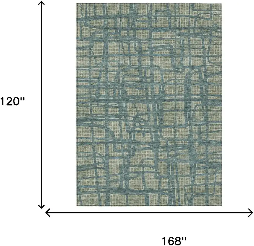 Green And Sage Abstract Washable Indoor Outdoor Area Rug Photo 7