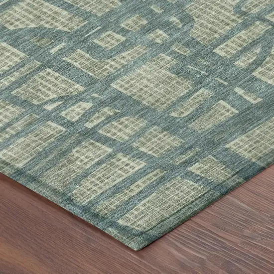Green And Sage Abstract Washable Indoor Outdoor Area Rug Photo 5