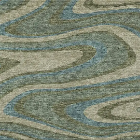 Green And Sage Abstract Washable Indoor Outdoor Area Rug Photo 3
