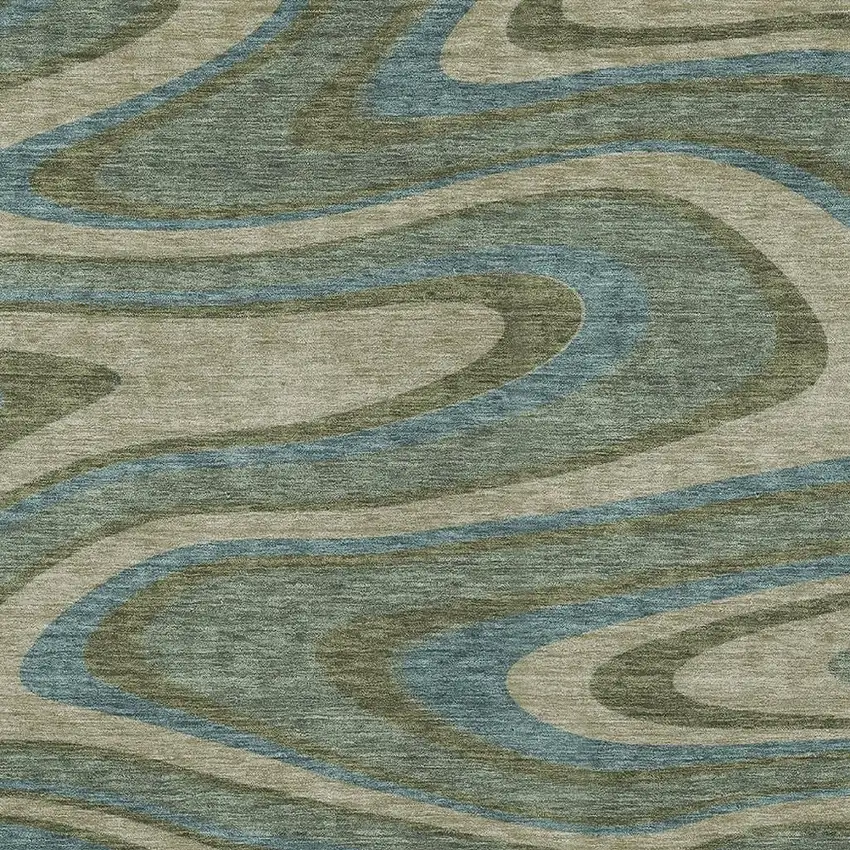 Green And Sage Abstract Washable Indoor Outdoor Area Rug Photo 3