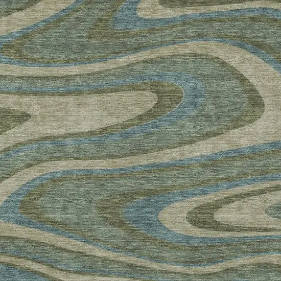 Green And Sage Abstract Washable Indoor Outdoor Area Rug Photo 3