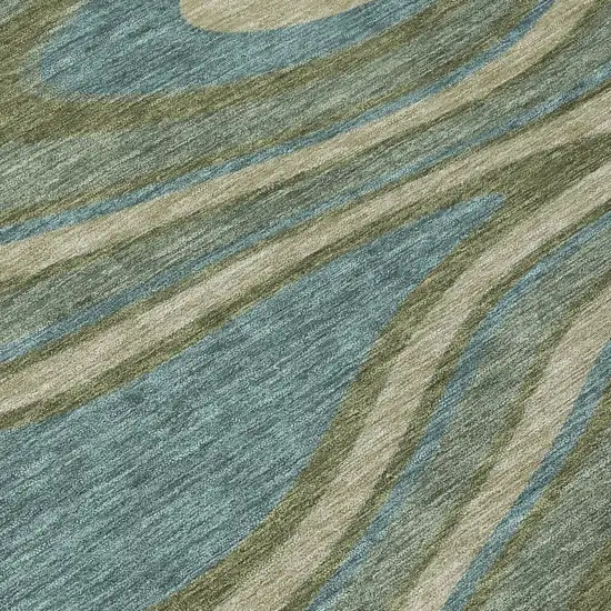 Green And Sage Abstract Washable Indoor Outdoor Area Rug Photo 6