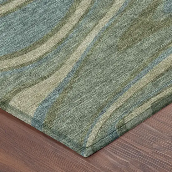 Green And Sage Abstract Washable Indoor Outdoor Area Rug Photo 5