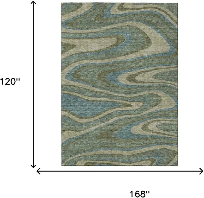 Green And Sage Abstract Washable Indoor Outdoor Area Rug Photo 7