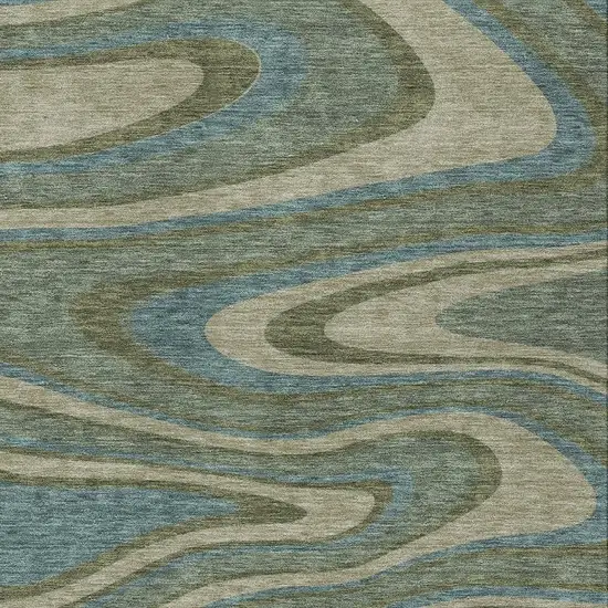 Green And Sage Abstract Washable Indoor Outdoor Area Rug Photo 3