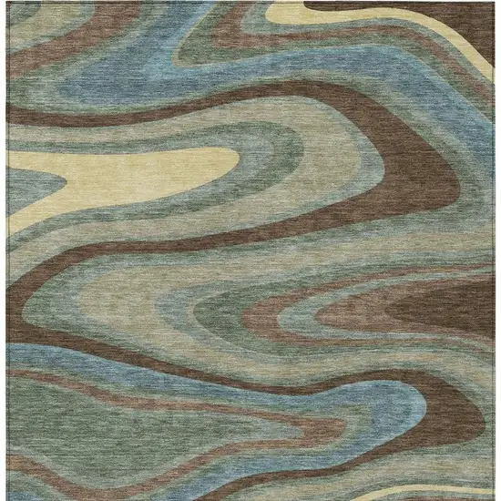 Green And Sage Abstract Washable Indoor Outdoor Area Rug Photo 4