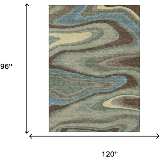 Green And Sage Abstract Washable Indoor Outdoor Area Rug Photo 7