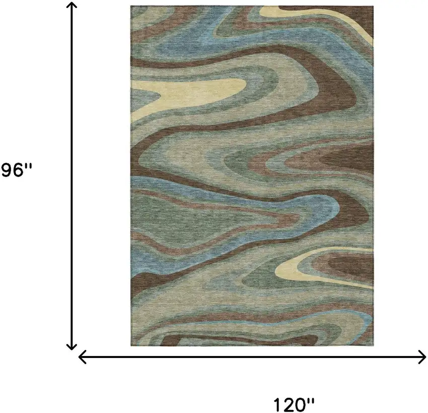 Green And Sage Abstract Washable Indoor Outdoor Area Rug Photo 7