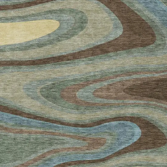 Green And Sage Abstract Washable Indoor Outdoor Area Rug Photo 3