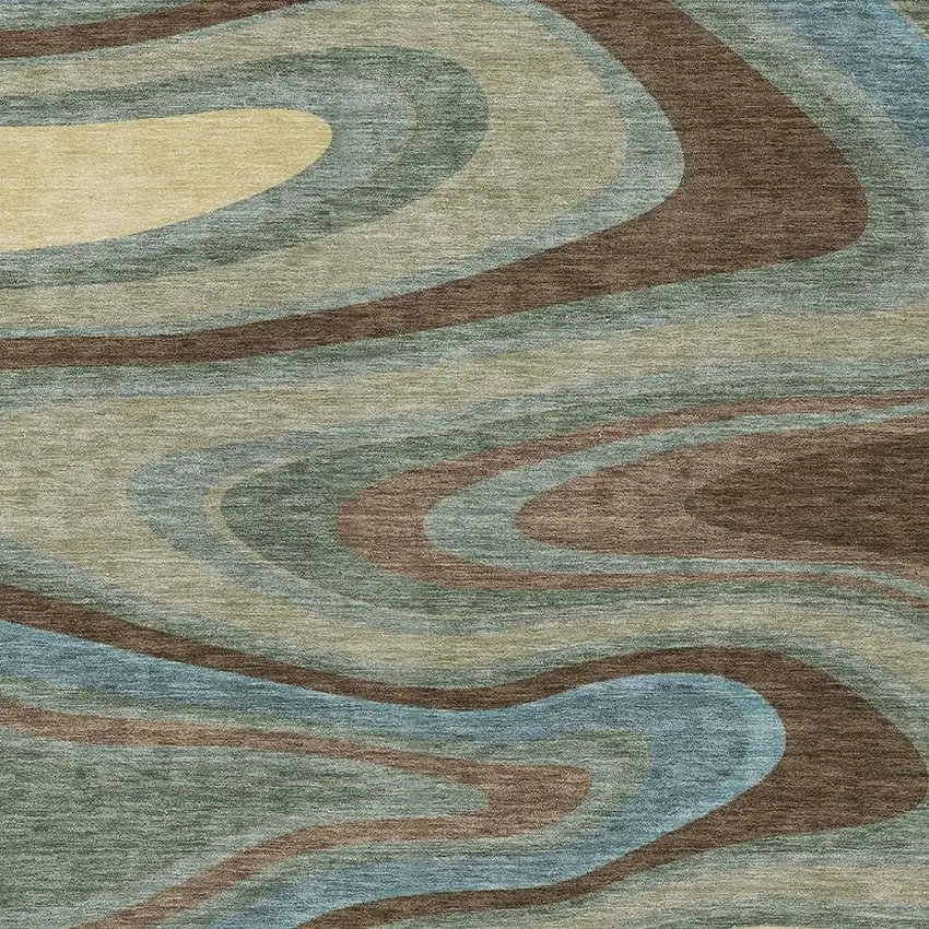 Green And Sage Abstract Washable Indoor Outdoor Area Rug Photo 3