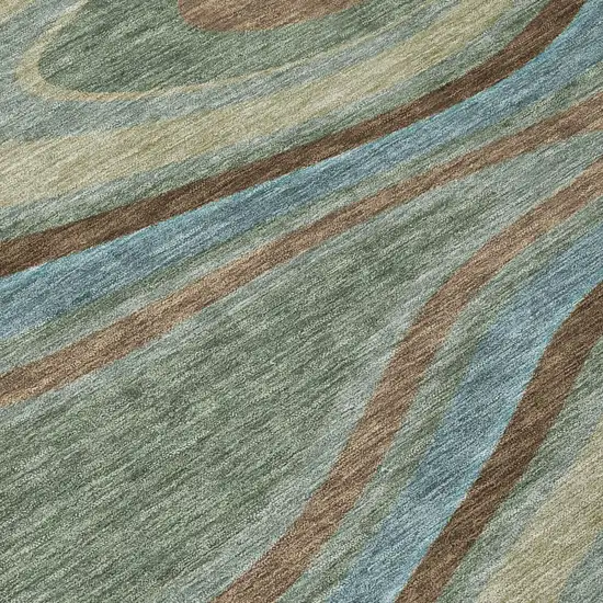 Green And Sage Abstract Washable Indoor Outdoor Area Rug Photo 6