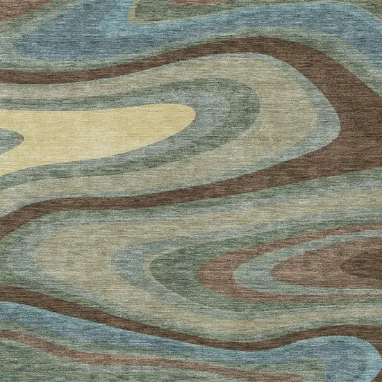 Green And Sage Abstract Washable Indoor Outdoor Area Rug Photo 3