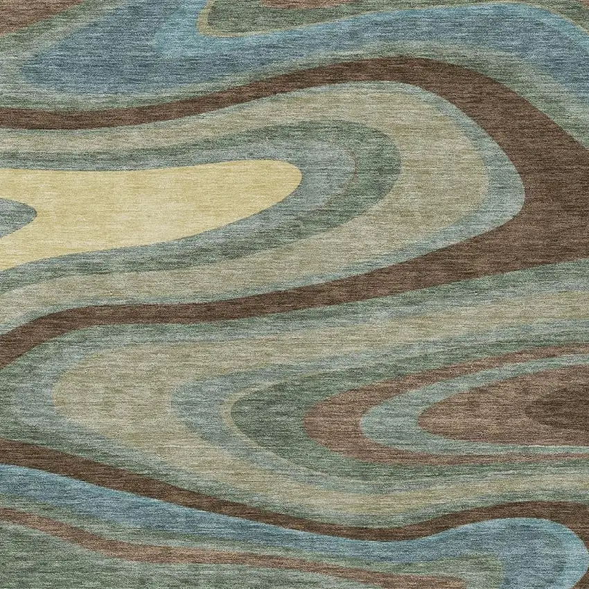 Green And Sage Abstract Washable Indoor Outdoor Area Rug Photo 3