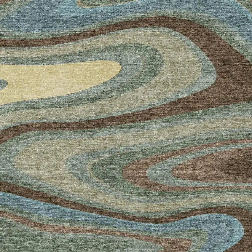 Green And Sage Abstract Washable Indoor Outdoor Area Rug Photo 3