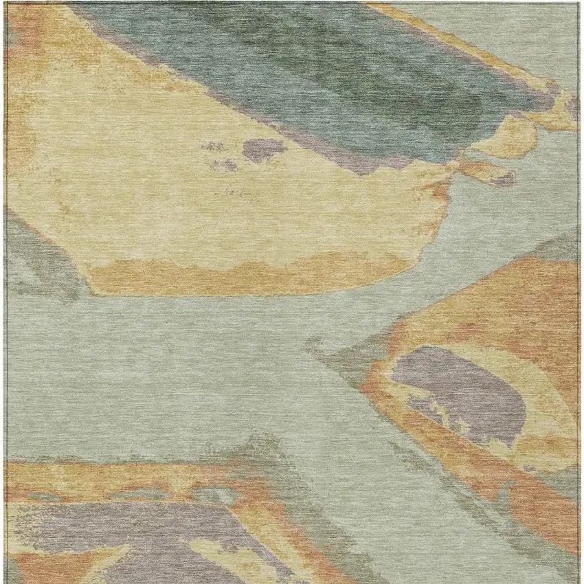Green And Sage Abstract Washable Indoor Outdoor Area Rug Photo 4
