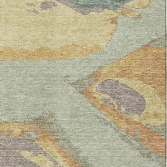 Green And Sage Abstract Washable Indoor Outdoor Area Rug Photo 3