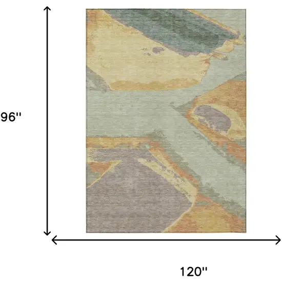 Green And Sage Abstract Washable Indoor Outdoor Area Rug Photo 7