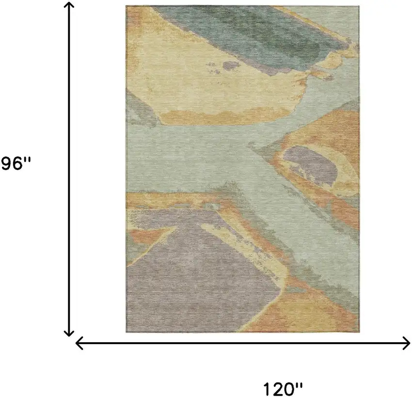 Green And Sage Abstract Washable Indoor Outdoor Area Rug Photo 7