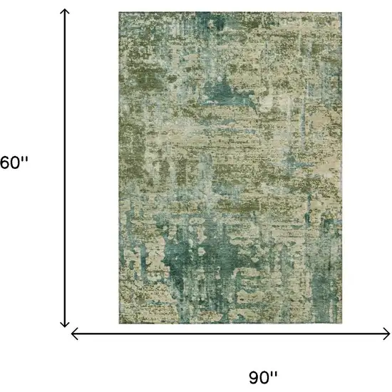 Green And Sage Abstract Washable Indoor Outdoor Area Rug Photo 7