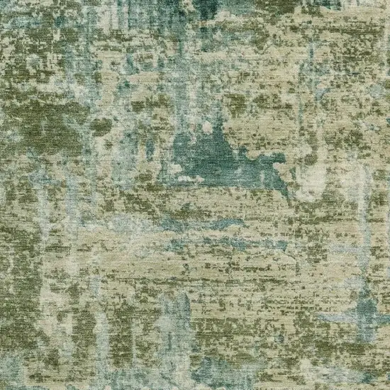 Green And Sage Abstract Washable Indoor Outdoor Area Rug Photo 3