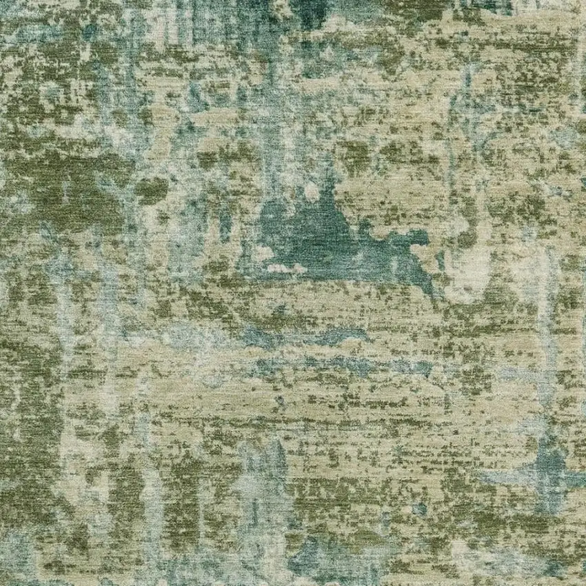 Green And Sage Abstract Washable Indoor Outdoor Area Rug Photo 3