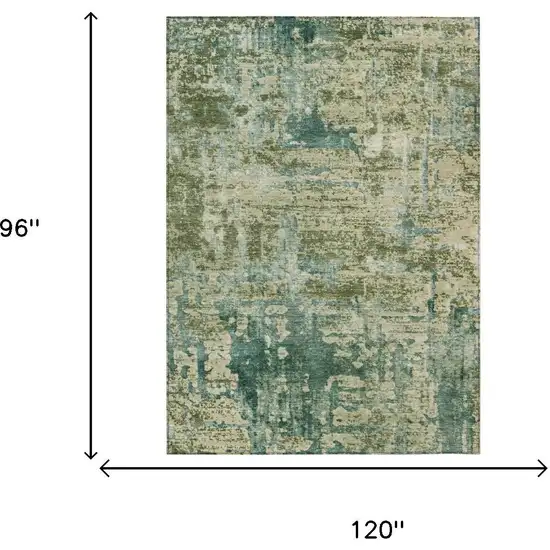 Green And Sage Abstract Washable Indoor Outdoor Area Rug Photo 7