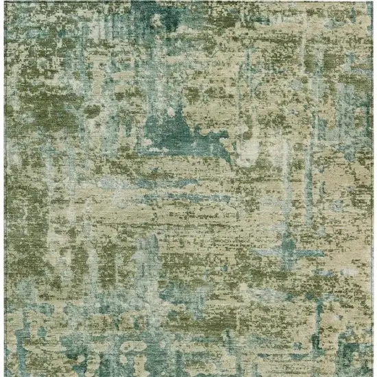 Green And Sage Abstract Washable Indoor Outdoor Area Rug Photo 4